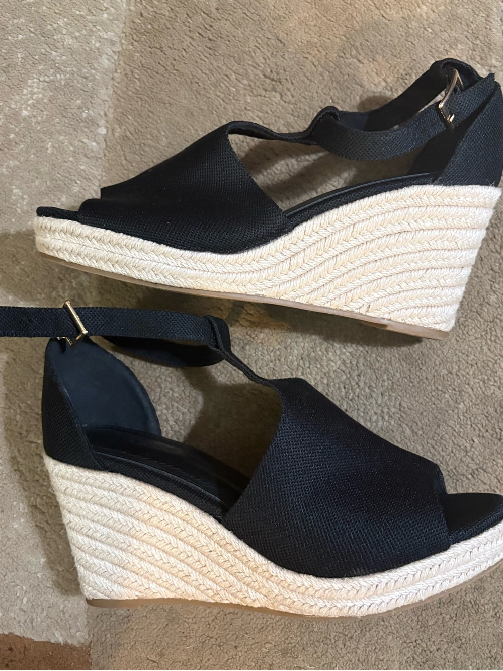 NWOT Black Espadrille Wedge  Open Toe Sandals Size 9